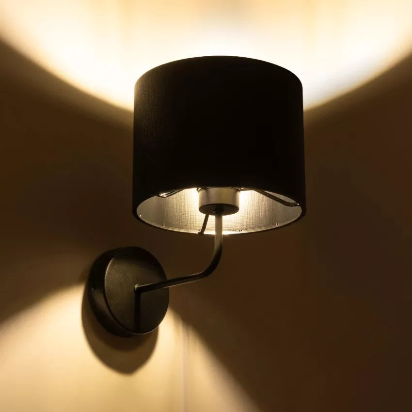 RALPH  Vintage Επιτοίχιο Φωτιστικό Απλίκα Μονόφωτο 1 x E27 IP20 Μαύρο Μέταλλο με Μαύρο Ύφασμα - Μ22 x Π26 x Υ29cm