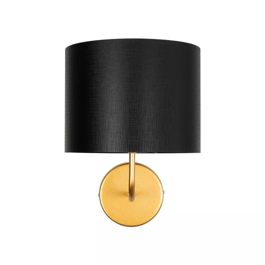 RALPH  Vintage Επιτοίχιο Φωτιστικό Απλίκα Μονόφωτο 1 x E27 IP20 Χρυσό Μέταλλο με Μαύρο Ύφασμα - Μ22 x Π26 x Υ29cm