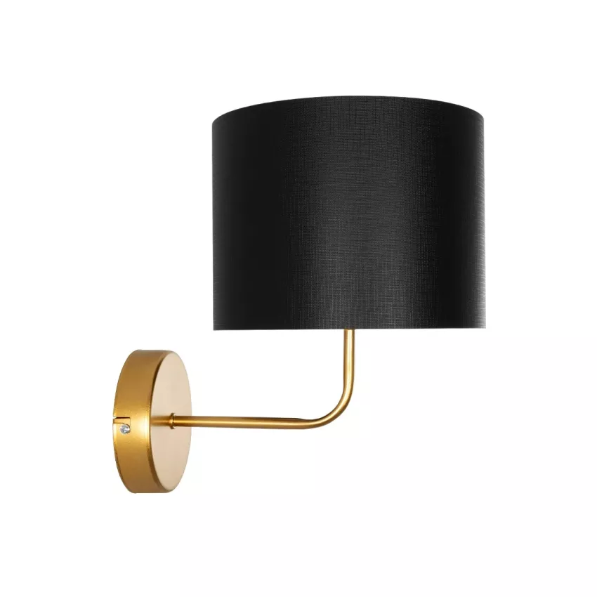 RALPH  Vintage Επιτοίχιο Φωτιστικό Απλίκα Μονόφωτο 1 x E27 IP20 Χρυσό Μέταλλο με Μαύρο Ύφασμα - Μ22 x Π26 x Υ29cm