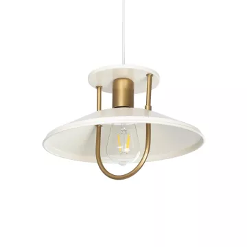 BILLA  Vintage Κρεμαστό Φωτιστικό Καμπάνα Μονόφωτο 1 x E27 IP20 Λευκό με Χρυσό Μέταλλο - M30.5 x Π30.5 x Υ70cm