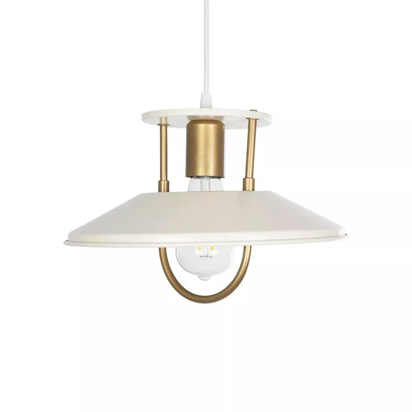 BILLA  Vintage Κρεμαστό Φωτιστικό Καμπάνα Μονόφωτο 1 x E27 IP20 Λευκό με Χρυσό Μέταλλο - M30.5 x Π30.5 x Υ70cm