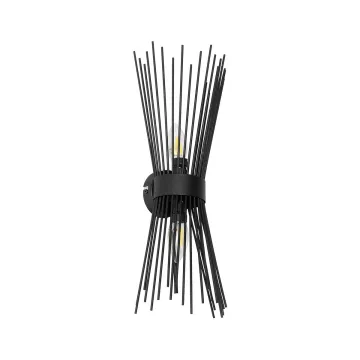 GLOBOSTAR® HORN  Vintage Φωτιστικό Τοίχου - Απλίκα με Ντουί 2 x E14 AC 220-240V IP20 - Μαύρο - Μ14 x Π17 x Υ44.5cm