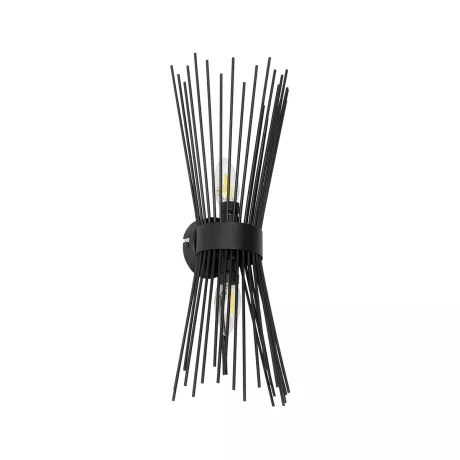 GLOBOSTAR® HORN  Vintage Φωτιστικό Τοίχου - Απλίκα με Ντουί 2 x E14 AC 220-240V IP20 - Μαύρο - Μ14 x Π17 x Υ44.5cm