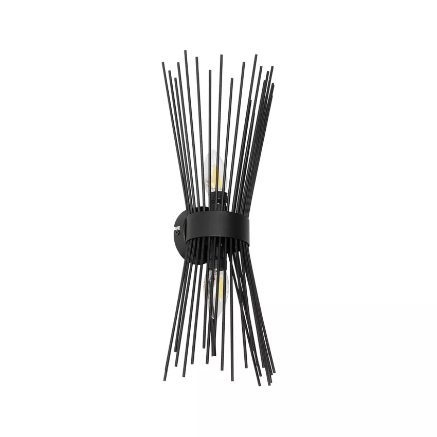 GLOBOSTAR® HORN  Vintage Φωτιστικό Τοίχου - Απλίκα με Ντουί 2 x E14 AC 220-240V IP20 - Μαύρο - Μ14 x Π17 x Υ44.5cm