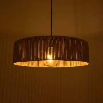 GLOBOSTAR® KYCLOS  Boho Κρεμαστό Φωτιστικό Οροφής με Ντουί 1 x E27 AC 220-240V IP20 - Μπεζ - M55 x Π55 x Υ20cm