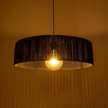 GLOBOSTAR® KYCLOS  Boho Κρεμαστό Φωτιστικό Οροφής με Ντουί 1 x E27 AC 220-240V IP20 - Μαύρο - M55 x Π55 x Υ20cm