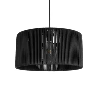 KYCLOS  Boho Κρεμαστό Φωτιστικό Καπέλο Μονόφωτο 1 x E27 IP20 Μαύρο Rattan - M40 x Π40 x Υ25.5cm
