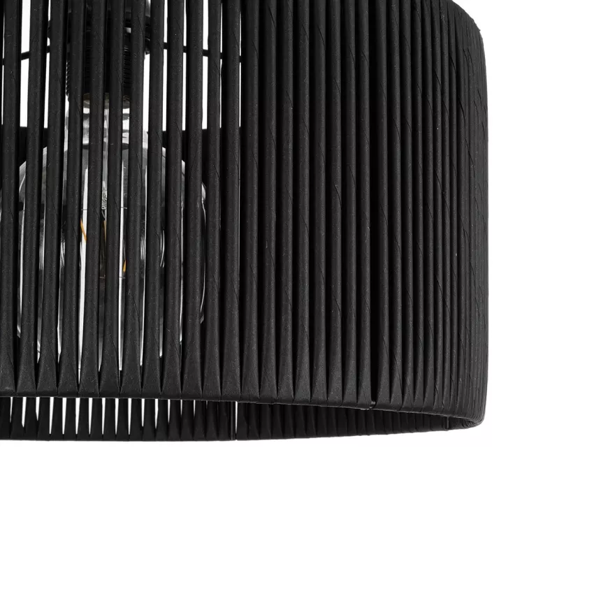 KYCLOS  Boho Κρεμαστό Φωτιστικό Καπέλο Μονόφωτο 1 x E27 IP20 Μαύρο Rattan - M40 x Π40 x Υ25.5cm