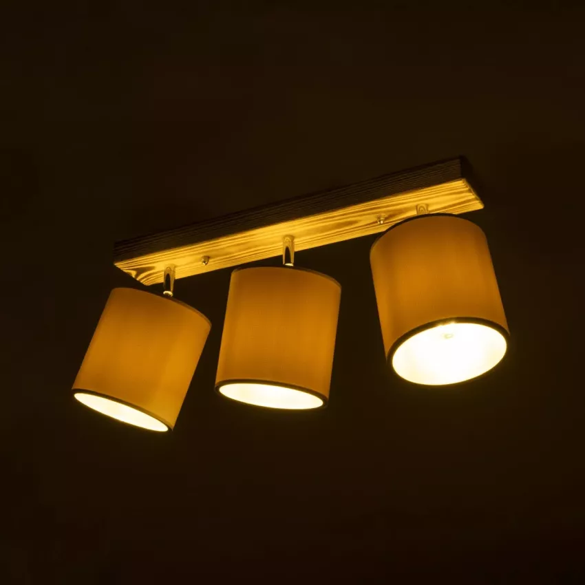 GLOBOSTAR® CUP  Vintage Φωτιστικό Οροφής με Ντουί 3 x E27 AC 220-240V IP20 - Λευκό & Μπεζ - Μ60 x Π14 x Υ26cm