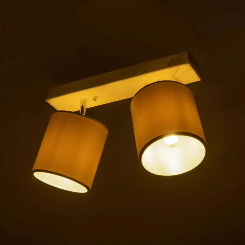 CUP Vintage Φωτιστικό Οροφής Ράγα Δίφωτο 2 x E27 IP20 Μπέζ Ξύλο με Λευκό Ύφασμα - Μ42 x Π14 x Υ26cm CUP Vintage Φωτιστικό Οροφής Ράγα Δίφωτο 2 x E27 IP20 Μπέζ Ξύλο με Λευκό Ύφασμα - Μ42 x Π14 x Υ26cm