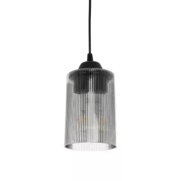 GLOBOSTAR® TORUS  Μοντέρνο Κρεμαστό Φωτιστικό Οροφής με Ντουί 1 x E27 AC 220-240V IP20 - Μαύρο & Μαύρο Φιμέ - Μ10.5 x Π10.5 x Υ18.5cm