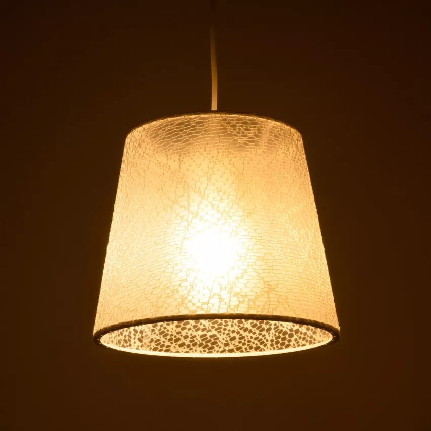 CONEY  Μοντέρνο Κρεμαστό Φωτιστικό Καπέλο Μονόφωτο 1 x E27 IP20 Λευκό Ύφασμα - Μ26 x Π26 x Υ93cm