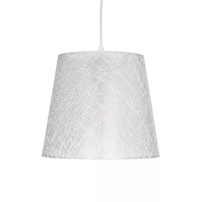 CONEY  Μοντέρνο Κρεμαστό Φωτιστικό Καπέλο Μονόφωτο 1 x E27 IP20 Λευκό Ύφασμα - Μ26 x Π26 x Υ93cm