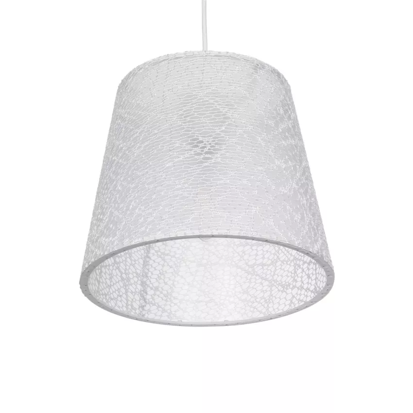 CONEY  Μοντέρνο Κρεμαστό Φωτιστικό Καπέλο Μονόφωτο 1 x E27 IP20 Λευκό Ύφασμα - Μ26 x Π26 x Υ93cm