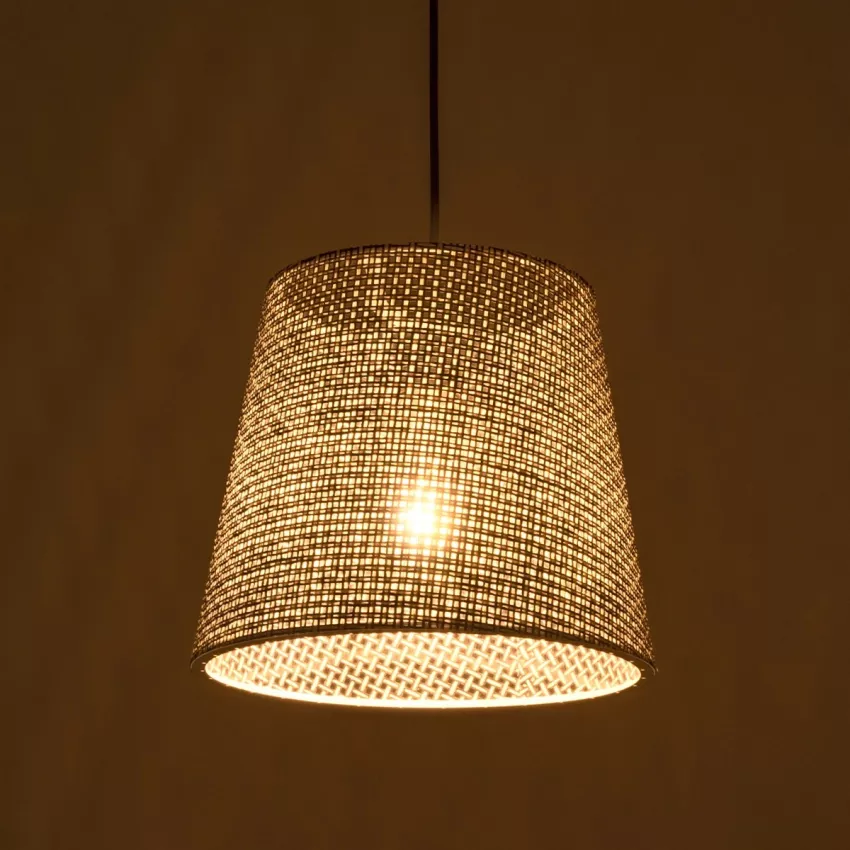 CONEY  Μοντέρνο Κρεμαστό Φωτιστικό Καπέλο Μονόφωτο 1 x E27 IP20 Γκρι Διάτρητο  Ύφασμα - Μ26 x Π26 x Υ93cm