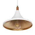 BELFRY  Μοντέρνο Κρεμαστό Φωτιστικό Καμπάνα Μονόφωτο 1 x E27 IP20 Λεύκο με Χρυσό Πλαστικό - Μ29.5 x Π29.5 x Υ90cm