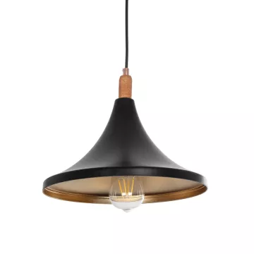 GLOBOSTAR® BELFRY  Μοντέρνο Κρεμαστό Φωτιστικό Οροφής με Ντουί 1 x E27 AC 220-240V IP20 - Μαύρο & Χρυσό - Μ29.5 x Π29.5 x Υ22cm