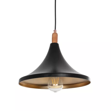 GLOBOSTAR® BELFRY  Μοντέρνο Κρεμαστό Φωτιστικό Οροφής με Ντουί 1 x E27 AC 220-240V IP20 - Μαύρο & Χρυσό - Μ29.5 x Π29.5 x Υ22cm