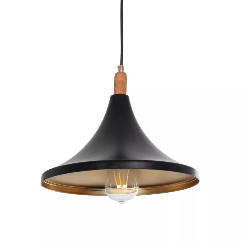 GLOBOSTAR® BELFRY  Μοντέρνο Κρεμαστό Φωτιστικό Οροφής με Ντουί 1 x E27 AC 220-240V IP20 - Μαύρο & Χρυσό - Μ29.5 x Π29.5 x Υ22cm