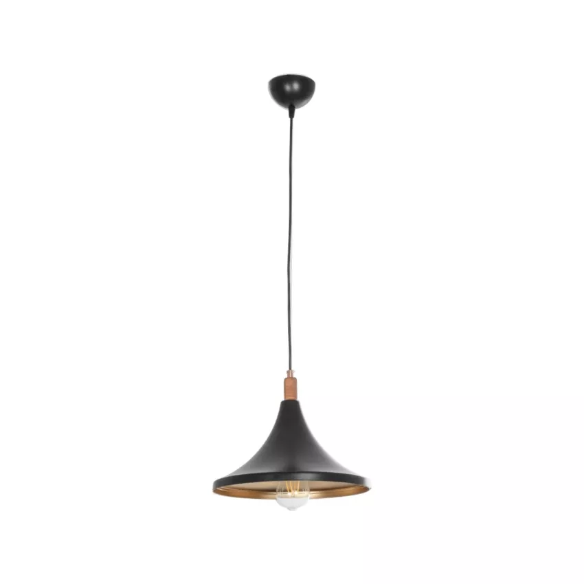 GLOBOSTAR® BELFRY  Μοντέρνο Κρεμαστό Φωτιστικό Οροφής με Ντουί 1 x E27 AC 220-240V IP20 - Μαύρο & Χρυσό - Μ29.5 x Π29.5 x Υ22cm