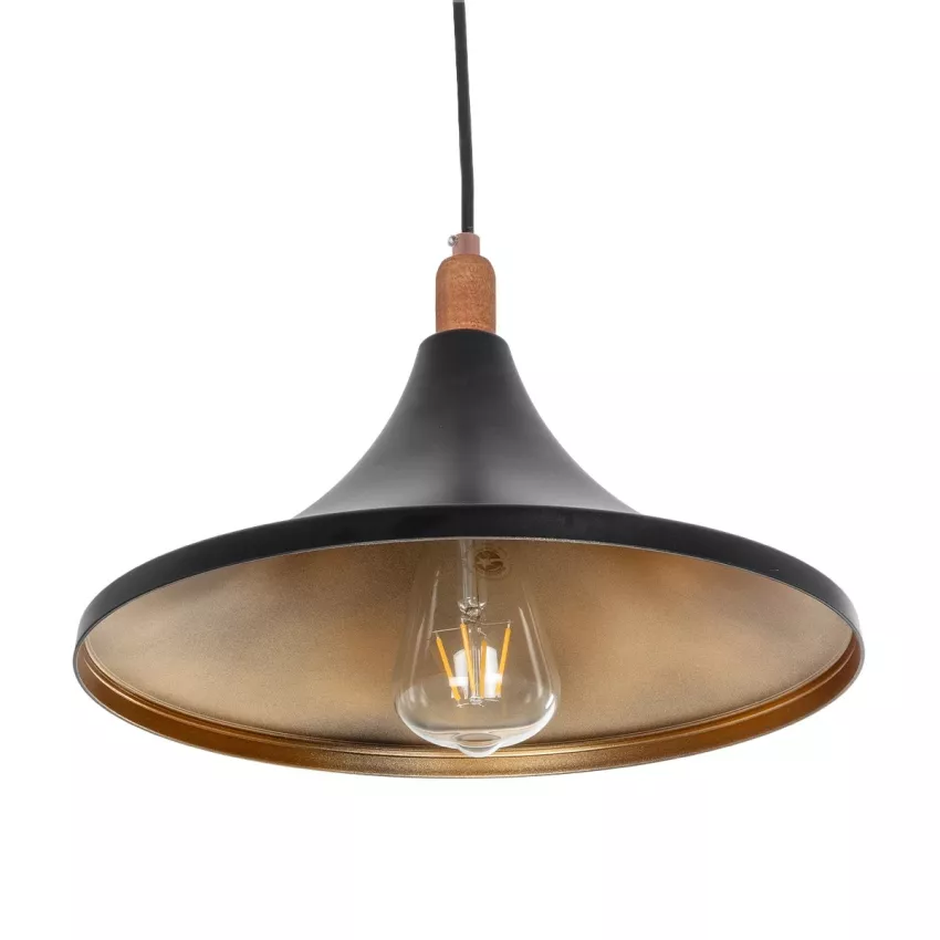 GLOBOSTAR® BELFRY  Μοντέρνο Κρεμαστό Φωτιστικό Οροφής με Ντουί 1 x E27 AC 220-240V IP20 - Μαύρο & Χρυσό - Μ29.5 x Π29.5 x Υ22cm