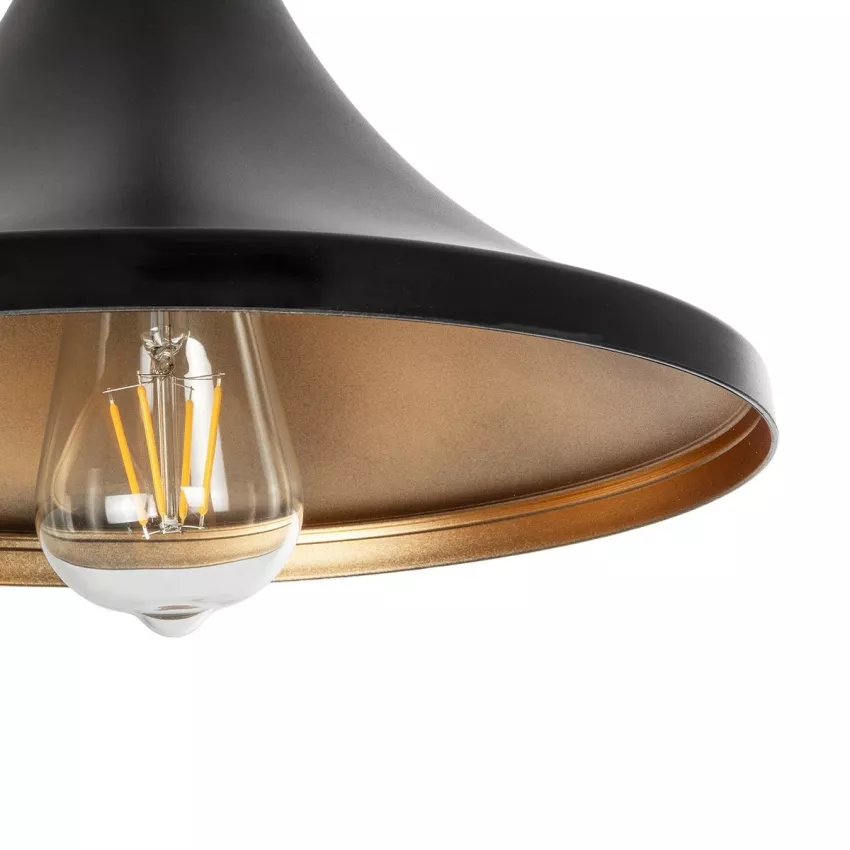 GLOBOSTAR® BELFRY  Μοντέρνο Κρεμαστό Φωτιστικό Οροφής με Ντουί 1 x E27 AC 220-240V IP20 - Μαύρο & Χρυσό - Μ29.5 x Π29.5 x Υ22cm