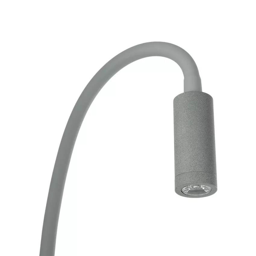 GLOBOSTAR® GOOSE  Μοντέρνο Φωτιστικό Τοίχου - Απλίκα Ξενοδοχείου Reading Light με Φορτιστή USB 3A LED 6W 540lm 36° & 360° AC 220-240V IP20 Θερμό Λευκό 2700K - CREE XPE & Lumileds SMD Chip - Γκρι Ανθρακί Ματ - Μ15.5 x Π15 x Υ30.5cm
