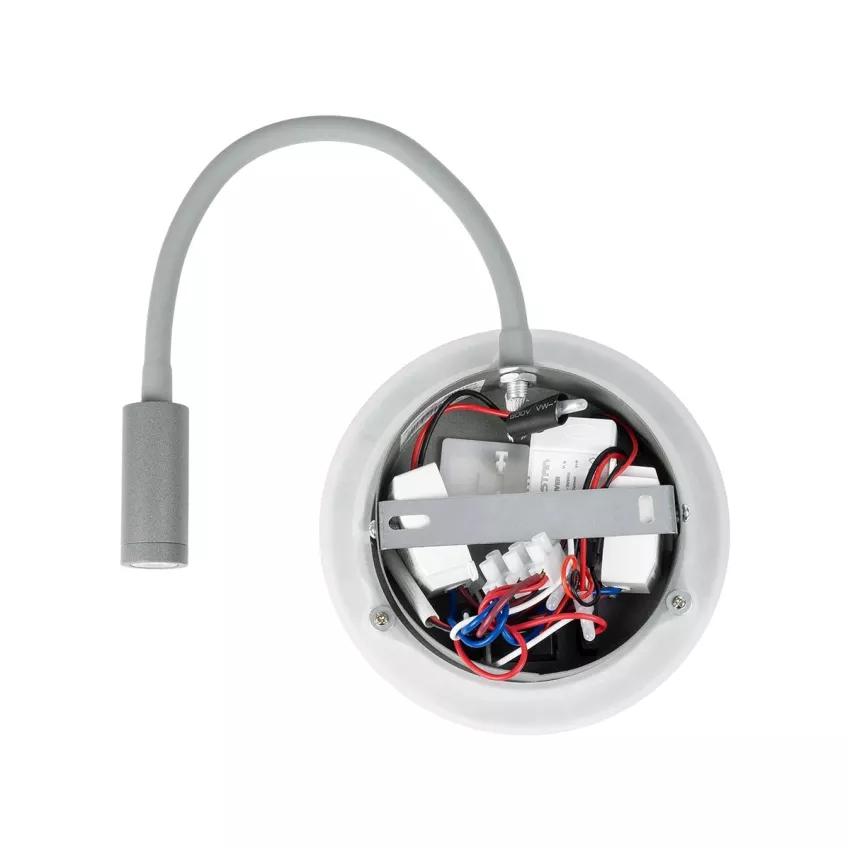 GLOBOSTAR® GOOSE  Μοντέρνο Φωτιστικό Τοίχου - Απλίκα Ξενοδοχείου Reading Light με Φορτιστή USB 3A LED 6W 540lm 36° & 360° AC 220-240V IP20 Θερμό Λευκό 2700K - CREE XPE & Lumileds SMD Chip - Γκρι Ανθρακί Ματ - Μ15.5 x Π15 x Υ30.5cm
