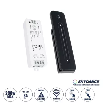 V1+R11 SKYDANCE ΣΕΤ Dimmer & Ασύρματο Χειριστήριο Αφής 1 Group RF 2.4Ghz 8A Max DC 5-36V (288W) - DC 3V IP20
