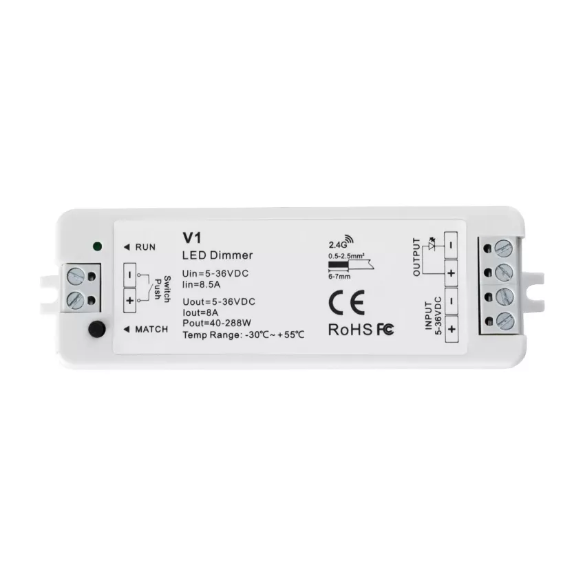 V1+R11 SKYDANCE ΣΕΤ Dimmer & Ασύρματο Χειριστήριο Αφής 1 Group RF 2.4Ghz 8A Max DC 5-36V (288W) - DC 3V IP20