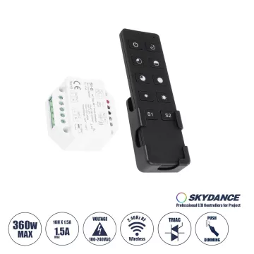 S1-B+R1 SKYDANCE ΣΕΤ Dimmer & Ασύρματο Χειριστήριο Αφής 1 Group RF 2.4Ghz 1.5A Max AC100-240V (360W) - DC 3V IP20