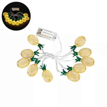 Διακοσμητική Γιρλάντα Pineapple Lamp 2 Μέτρα με Διακόπτη On/Off - 10 LED 1W με Μπαταρίες 2xAA & Διάφανο Καλώδιο IP44 Θερμό Λευκό 3000K Μ2m
