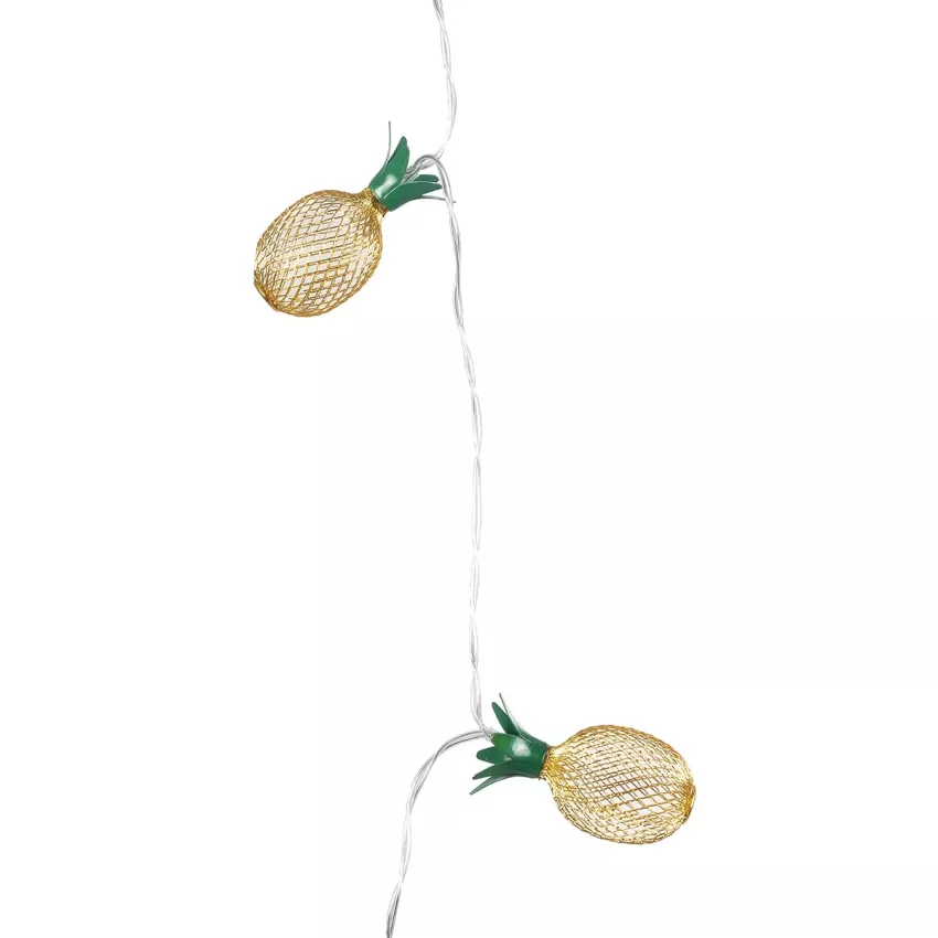 Διακοσμητική Γιρλάντα Pineapple Lamp 2 Μέτρα με Διακόπτη On/Off - 10 LED 1W με Μπαταρίες 2xAA & Διάφανο Καλώδιο IP44 Θερμό Λευκό 3000K Μ2m