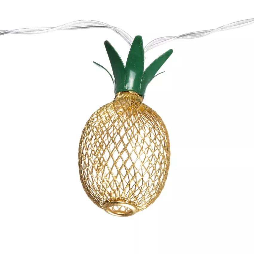 Διακοσμητική Γιρλάντα Pineapple Lamp 2 Μέτρα με Διακόπτη On/Off - 10 LED 1W με Μπαταρίες 2xAA & Διάφανο Καλώδιο IP44 Θερμό Λευκό 3000K Μ2m
