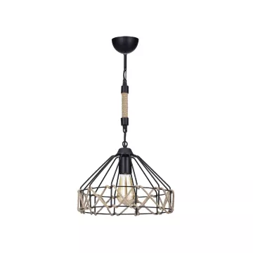 GLOBOSTAR® BEAMAX  Μοντέρνο Κρεμαστό Φωτιστικό Οροφής με Ντουί 1 x E27 AC 220-240V IP20 - Μαύρο & Μπεζ - Μ30 x Π30 x Υ70cm