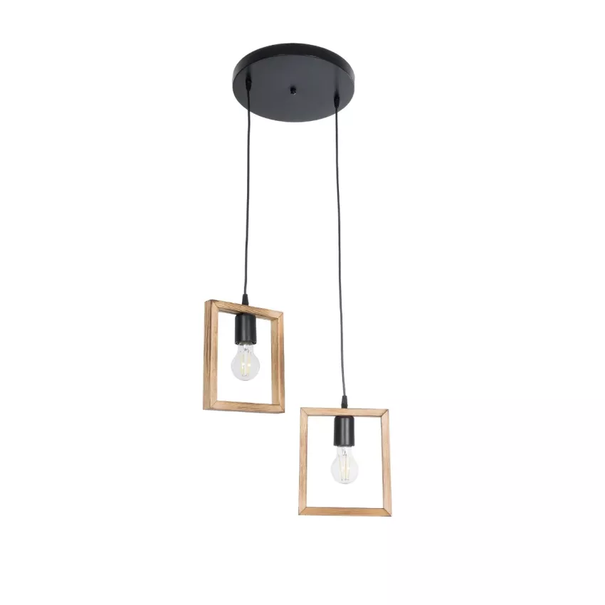 GLOBOSTAR® EDISON  Vintage Κρεμαστό Φωτιστικό Οροφής με Ντουί 2 x E27 AC 220-240V IP20 - Μπεζ & Μαύρο - Μ40 x Π20 x Υ45cm