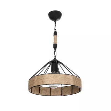 GLOBOSTAR® ZION  Vintage Κρεμαστό Φωτιστικό Οροφής με Ντουί 1 x E27 AC 220-240V IP20 - Μαύρο & Μπεζ - Μ33 x Π33 x Υ29cm