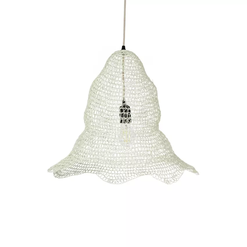 KENTUCKY  Vintage Κρεμαστό Φωτιστικό Πλέγμα Μονόφωτο 1 x E27 IP20 Λευκό Μέταλλο - Μ50 x Π50 x Υ48cm