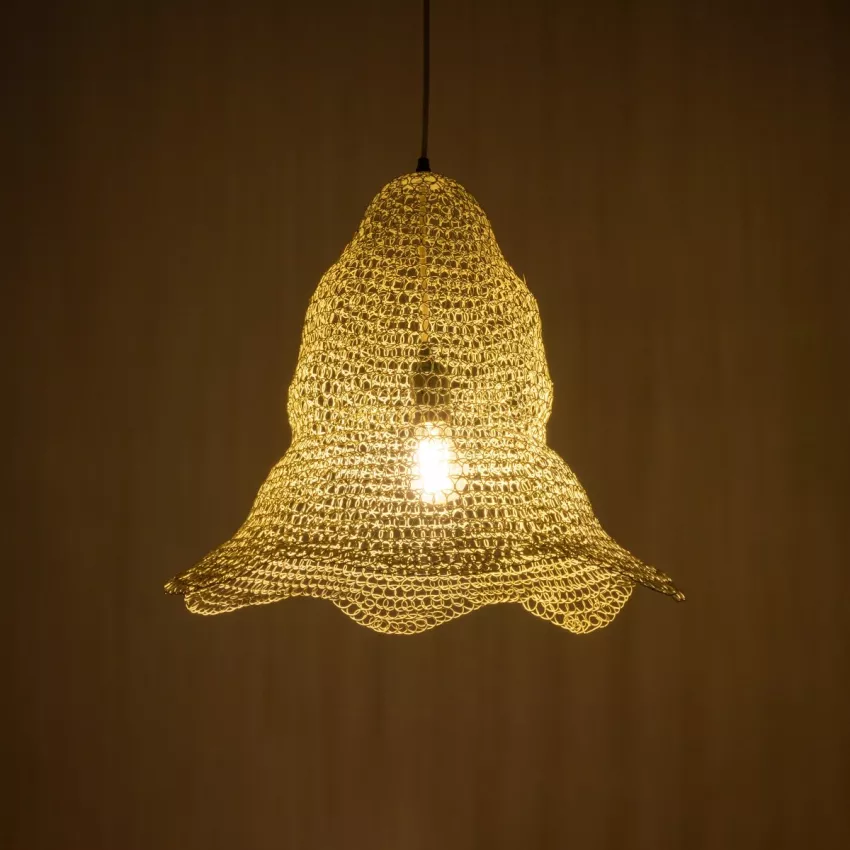 KENTUCKY  Vintage Κρεμαστό Φωτιστικό Πλέγμα Μονόφωτο 1 x E27 IP20 Λευκό Μέταλλο - Μ50 x Π50 x Υ48cm