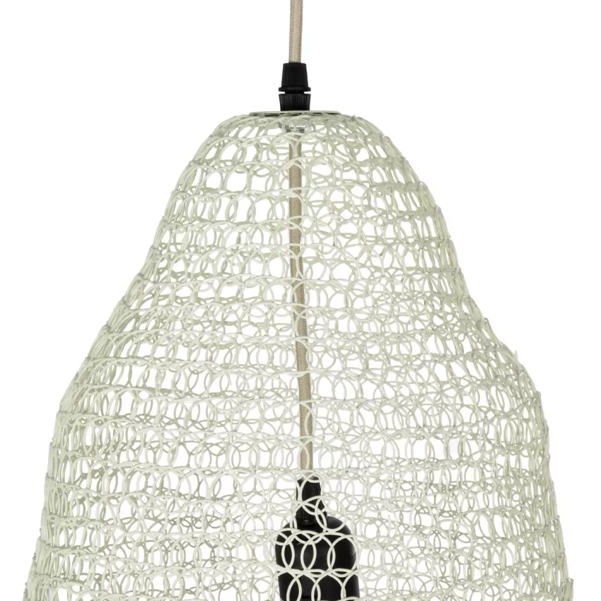 KENTUCKY  Vintage Κρεμαστό Φωτιστικό Πλέγμα Μονόφωτο 1 x E27 IP20 Λευκό Μέταλλο - Μ50 x Π50 x Υ48cm