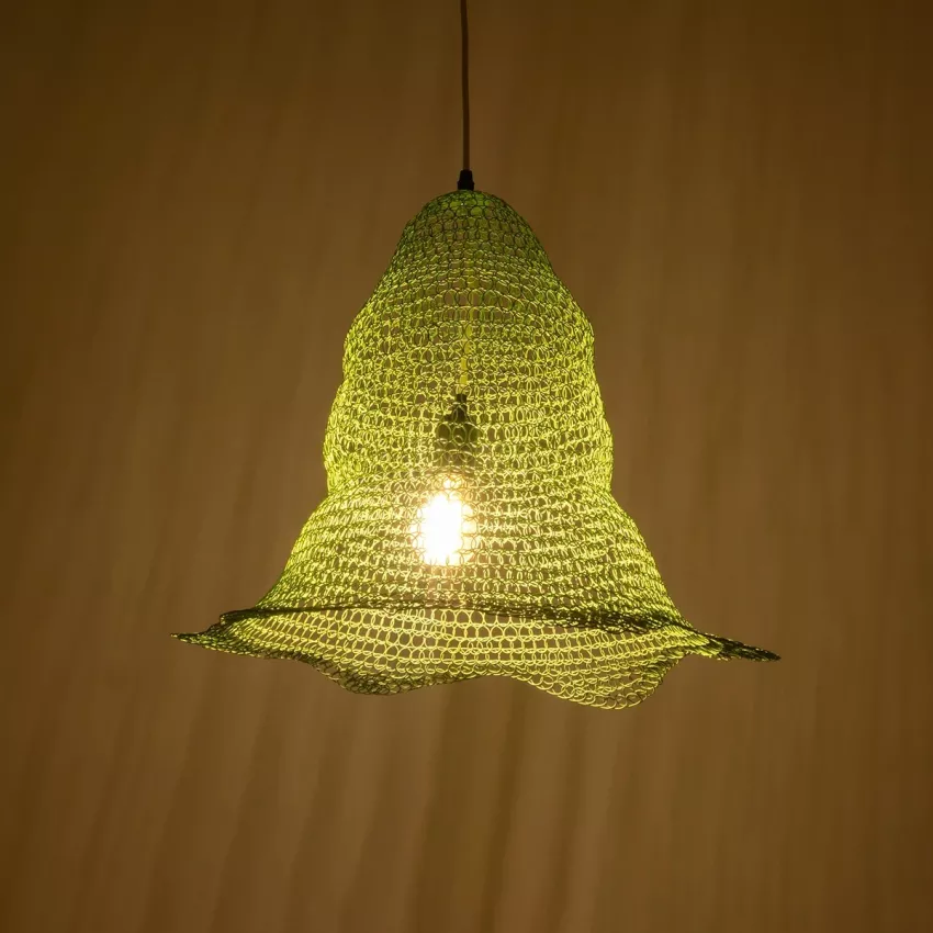 KENTUCKY  Vintage Κρεμαστό Φωτιστικό Πλέγμα Μονόφωτο 1 x E27 IP20 Τιρκουάζ Μέταλλο - Μ50 x Π50 x Υ48cm