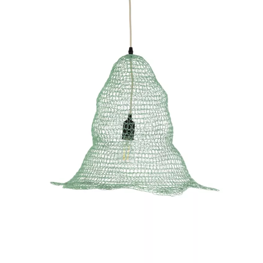 KENTUCKY  Vintage Κρεμαστό Φωτιστικό Πλέγμα Μονόφωτο 1 x E27 IP20 Τιρκουάζ Μέταλλο - Μ50 x Π50 x Υ48cm