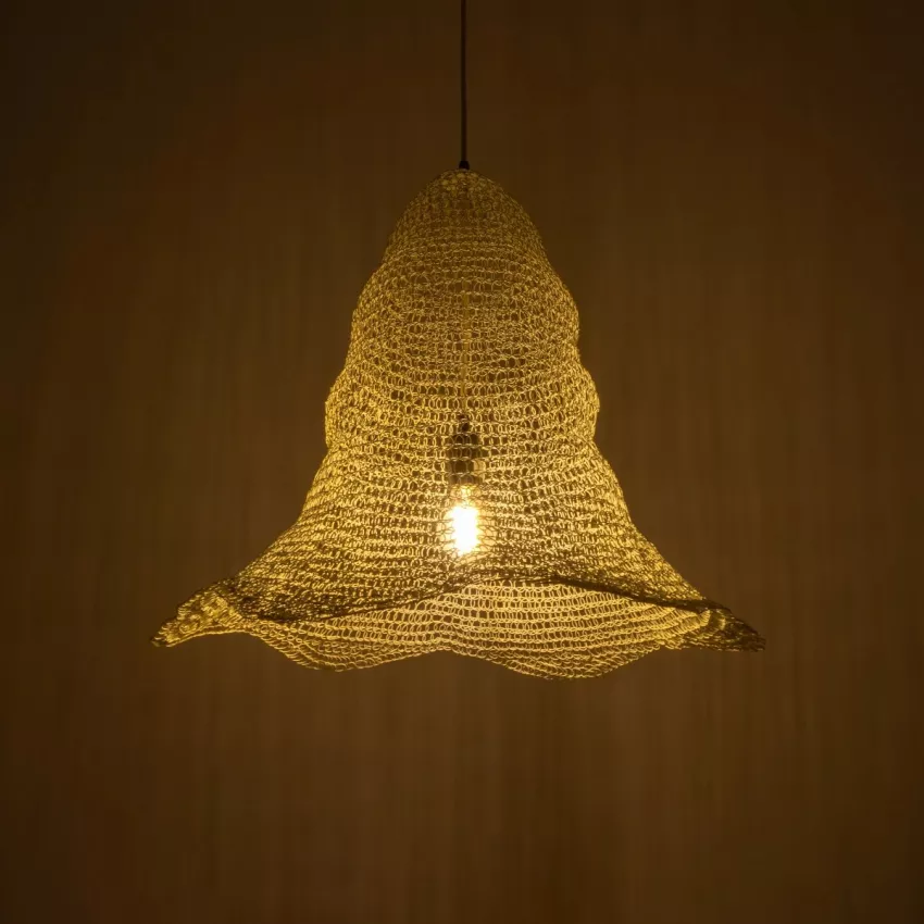 KENTUCKY  Vintage Κρεμαστό Φωτιστικό Πλέγμα Μονόφωτο 1 x E27 IP20 Λευκό Μέταλλο - Μ60 x Π60 x Υ52cm