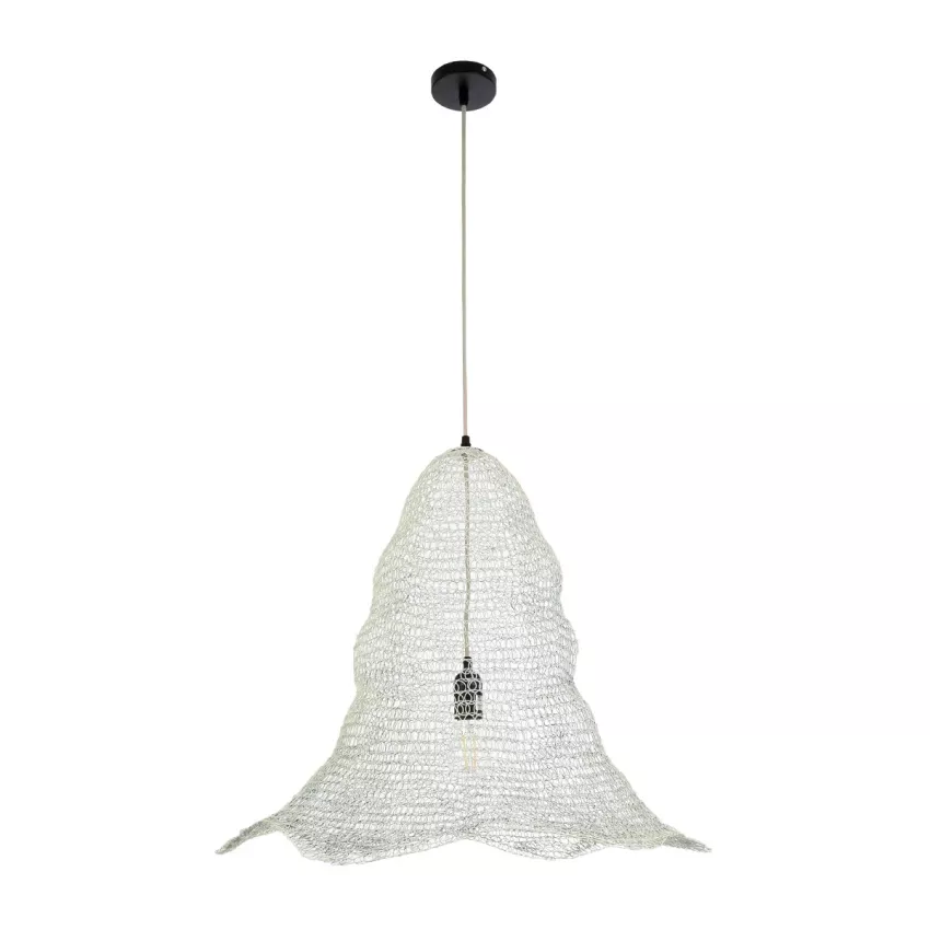 KENTUCKY  Vintage Κρεμαστό Φωτιστικό Πλέγμα Μονόφωτο 1 x E27 IP20 Λευκό Μέταλλο - Μ60 x Π60 x Υ52cm