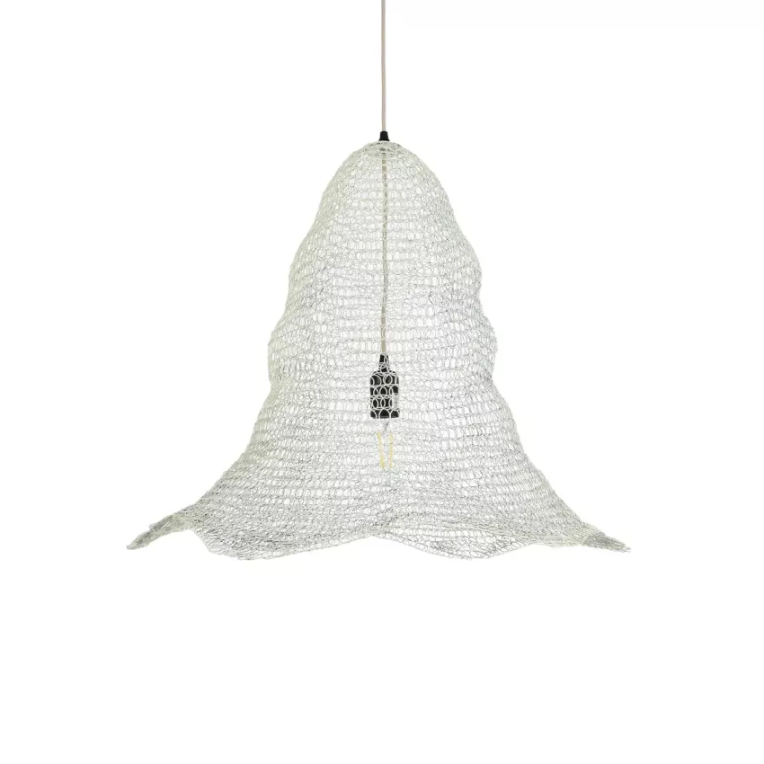 KENTUCKY  Vintage Κρεμαστό Φωτιστικό Πλέγμα Μονόφωτο 1 x E27 IP20 Λευκό Μέταλλο - Μ60 x Π60 x Υ52cm
