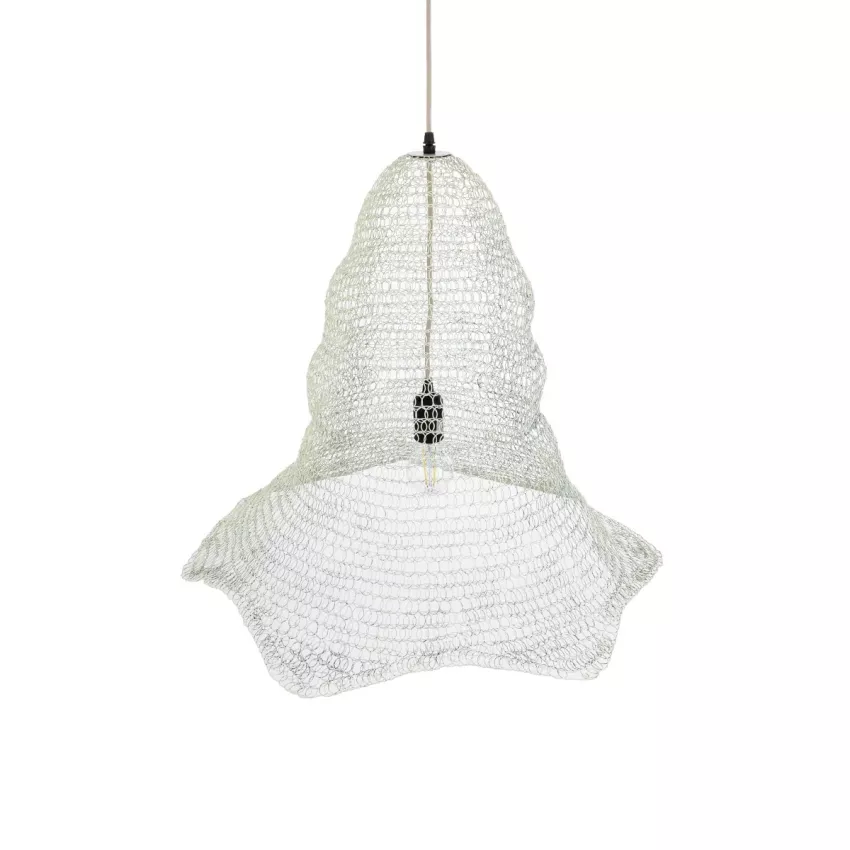 KENTUCKY  Vintage Κρεμαστό Φωτιστικό Πλέγμα Μονόφωτο 1 x E27 IP20 Λευκό Μέταλλο - Μ60 x Π60 x Υ52cm