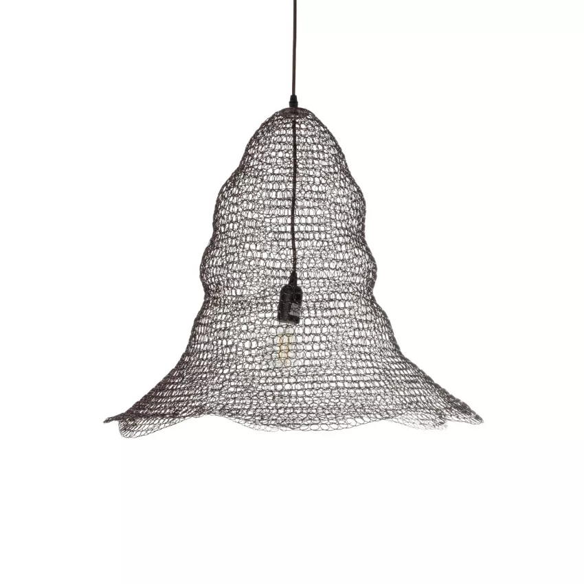 KENTUCKY  Vintage Κρεμαστό Φωτιστικό Πλέγμα Μονόφωτο 1 x E27 IP20 Καφέ Μέταλλο - Μ60 x Π60 x Υ52cm