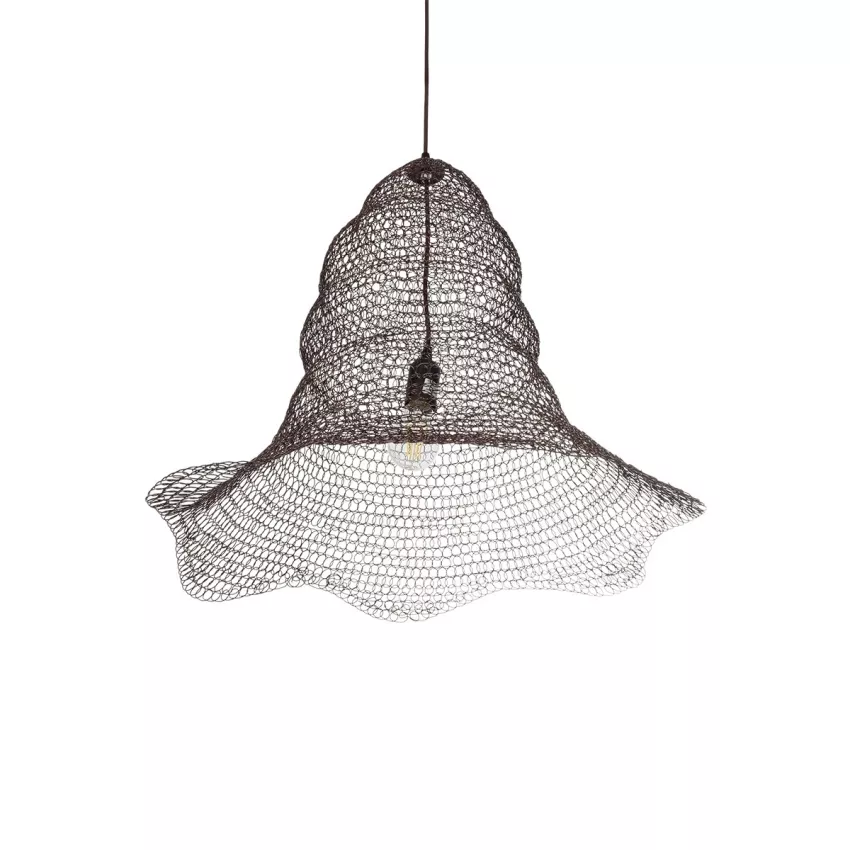 KENTUCKY  Vintage Κρεμαστό Φωτιστικό Πλέγμα Μονόφωτο 1 x E27 IP20 Καφέ Μέταλλο - Μ60 x Π60 x Υ52cm