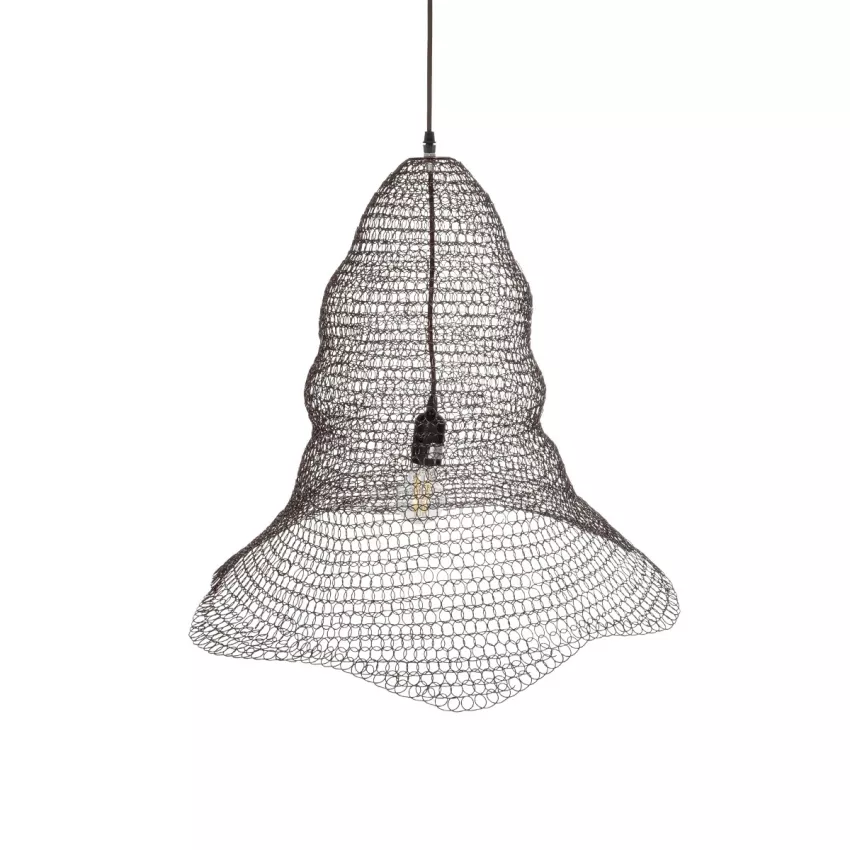 KENTUCKY  Vintage Κρεμαστό Φωτιστικό Πλέγμα Μονόφωτο 1 x E27 IP20 Καφέ Μέταλλο - Μ60 x Π60 x Υ52cm