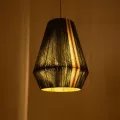 GLOBOSTAR® SALERNO  Boho Κρεμαστό Φωτιστικό Οροφής με Ντουί 1 x E27 AC 220-240V IP20 - Λαδί & Μπεζ - Μ50 x Π50 x Υ60cm